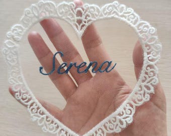 Tarjetas de mesa de encaje bordado para bodas, tarjetas de identificación de tela personalizadas