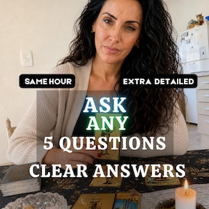 Tarotläsning med 5 frågor | Fråga vad som helst, tydliga svar | Samma timmes medium