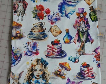 Alice Wonderland Big Scale Custom Print 1 Yard Fabric Seamless Design Appr 59x36