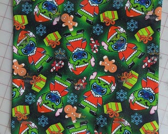 Christmas Stitch Grinch Custom Print 1 Yard Fabric Seamless Design Approx 59x36