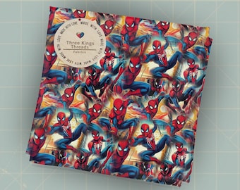 マーベル スパイダーマン カートゥーン DBP 1ヤード プリント生地 シームレスデザイン 約59x36cm 綿ではありません！ダブルブラッシュ ポリエステル スパンデックス