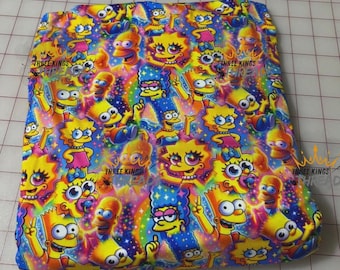 Simpsons Neon Custom Print Christmas 1 Yard Fabric Seamless Design Approx 59x36
