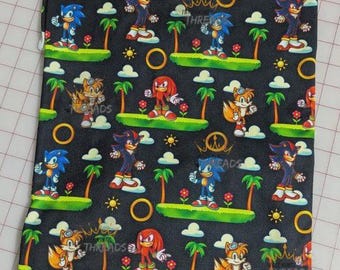 Sonic Tails Knuckles Shadow Custom Print 1 Yard Fabric Seamless Design App 59x36