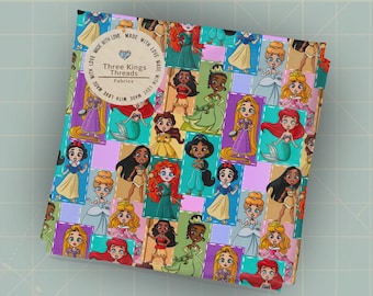 Tissu DBP rose à patchwork Princesses Disney 1 mètre sans couture env. 59 x 36