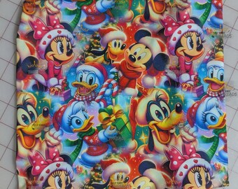 Disney Christmas Mickey Pluto Custom Print 1 Yard Fabric Seamless Design Ap59x36