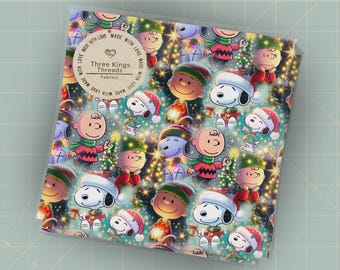 Christmas Charlie Snoopy Custom Print 1 Yard Fabric Seamless Design Approx 59x36