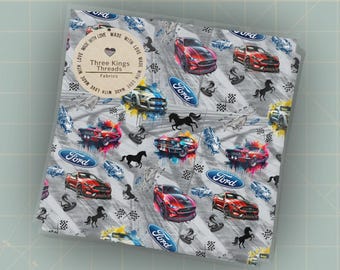 Ford Cars Mustang Shelby Cobra Racing DBP 1 Yard Fabric Seamless Design 59x36