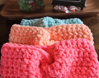 crocheted earwarmers, toddler size, super soft and warm