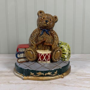 Vintage Teddy Bear Cast Iron Doorstop Figurine