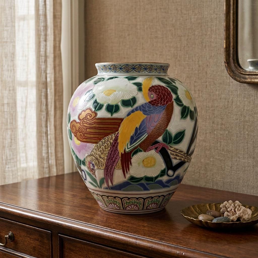 Oversized Chinoiserie Vase - Etsy