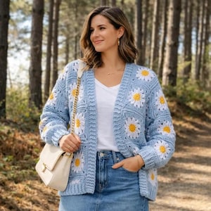 Blue Floral Cardigan - Etsy
