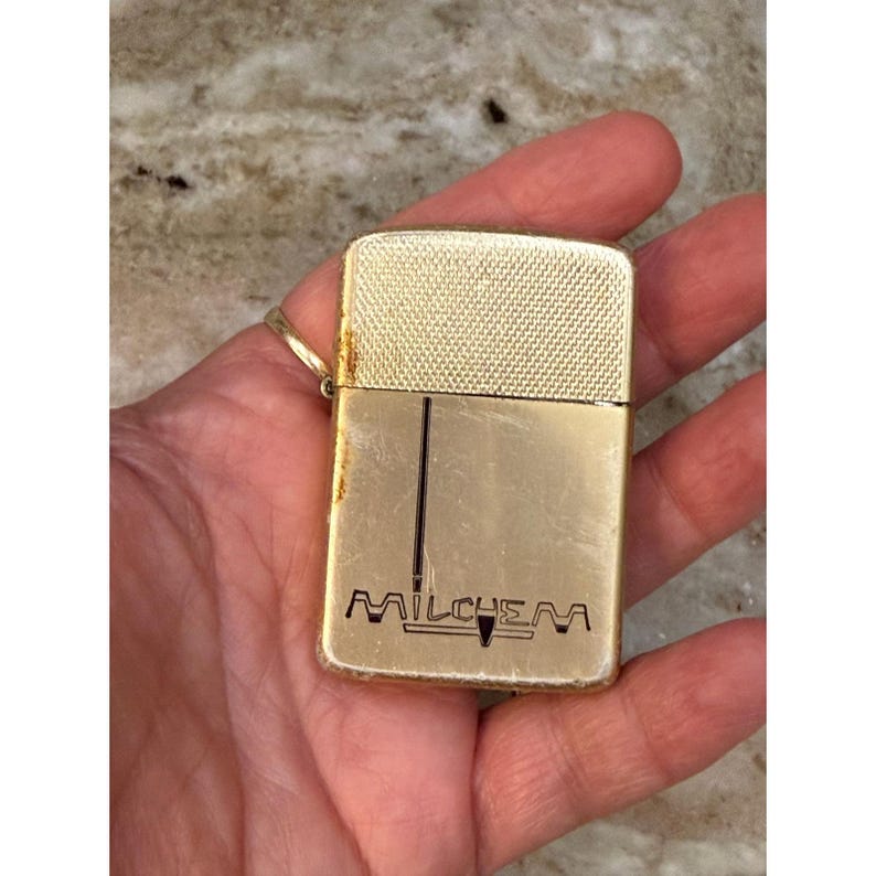 Vintage Park Lighter Milchem Oil Field Advertising Gold Tone Made in USA image 4