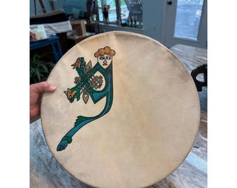 Malachy Kearns handgjord irländsk bodhran getskinnstrumma keltisk konst Connemara 40 cm