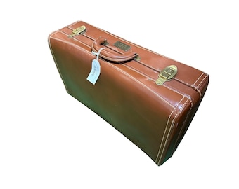 Vintage Hartmann leren koffer bagage messing sluitingen gestikt decor