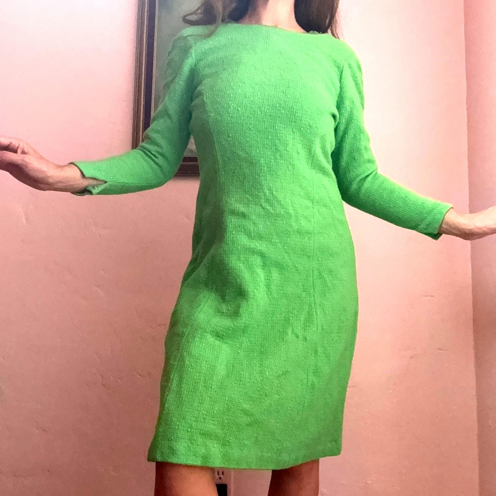 white christmas dresses RENT Self Portrait Lime Boucle Chiffon Midi Dress (RRP £420) main image 0