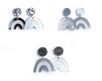 Mirrored Rainbow Earrings . Acrylic Dangle Statement Earrings. Stainless Steel posts.