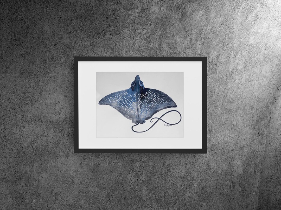 Stingray Manta Ray Watercolor Print | Ocean Wall Art | Coastal Decor ...