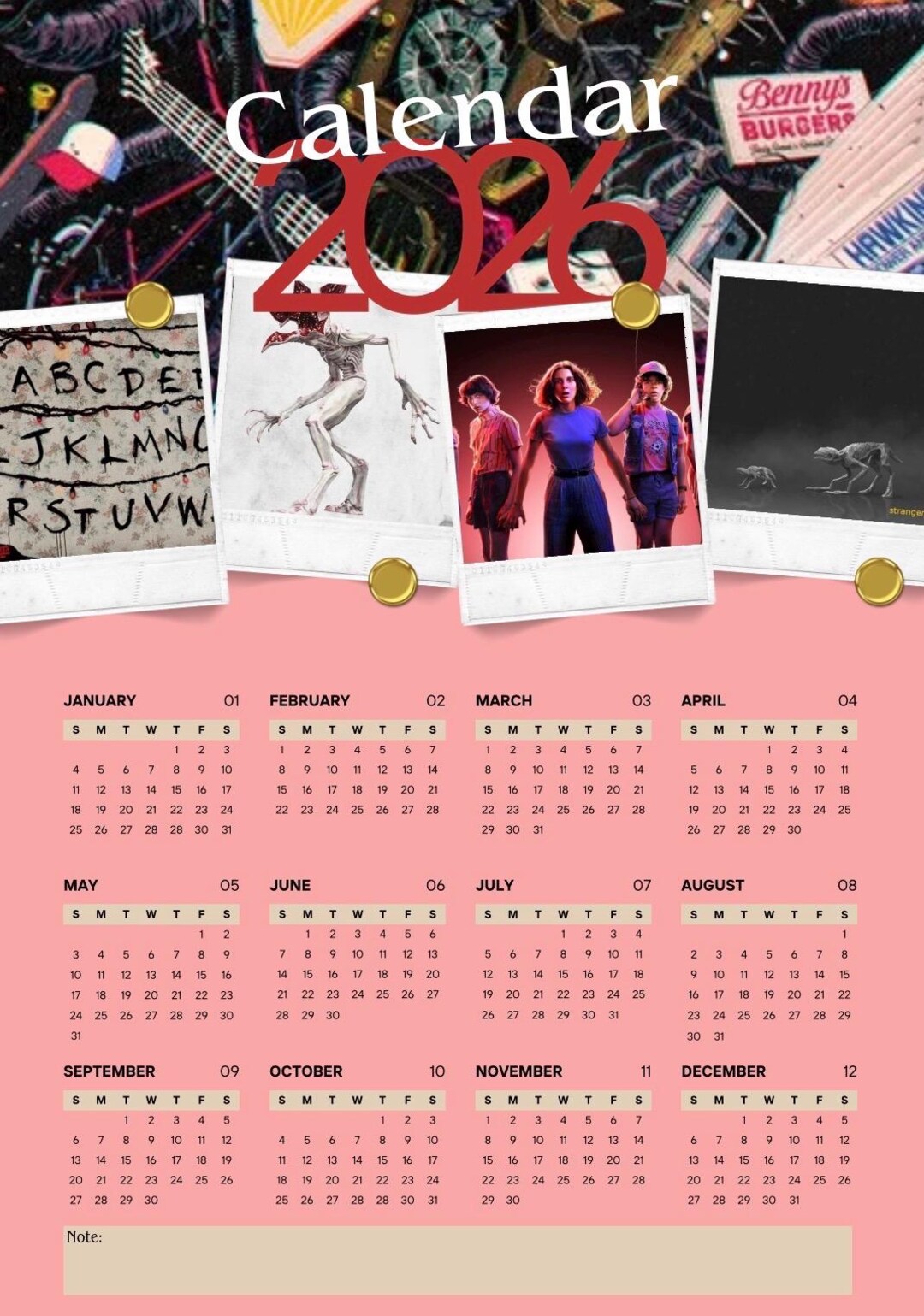 Stranger Things Calendar 2026 - Etsy