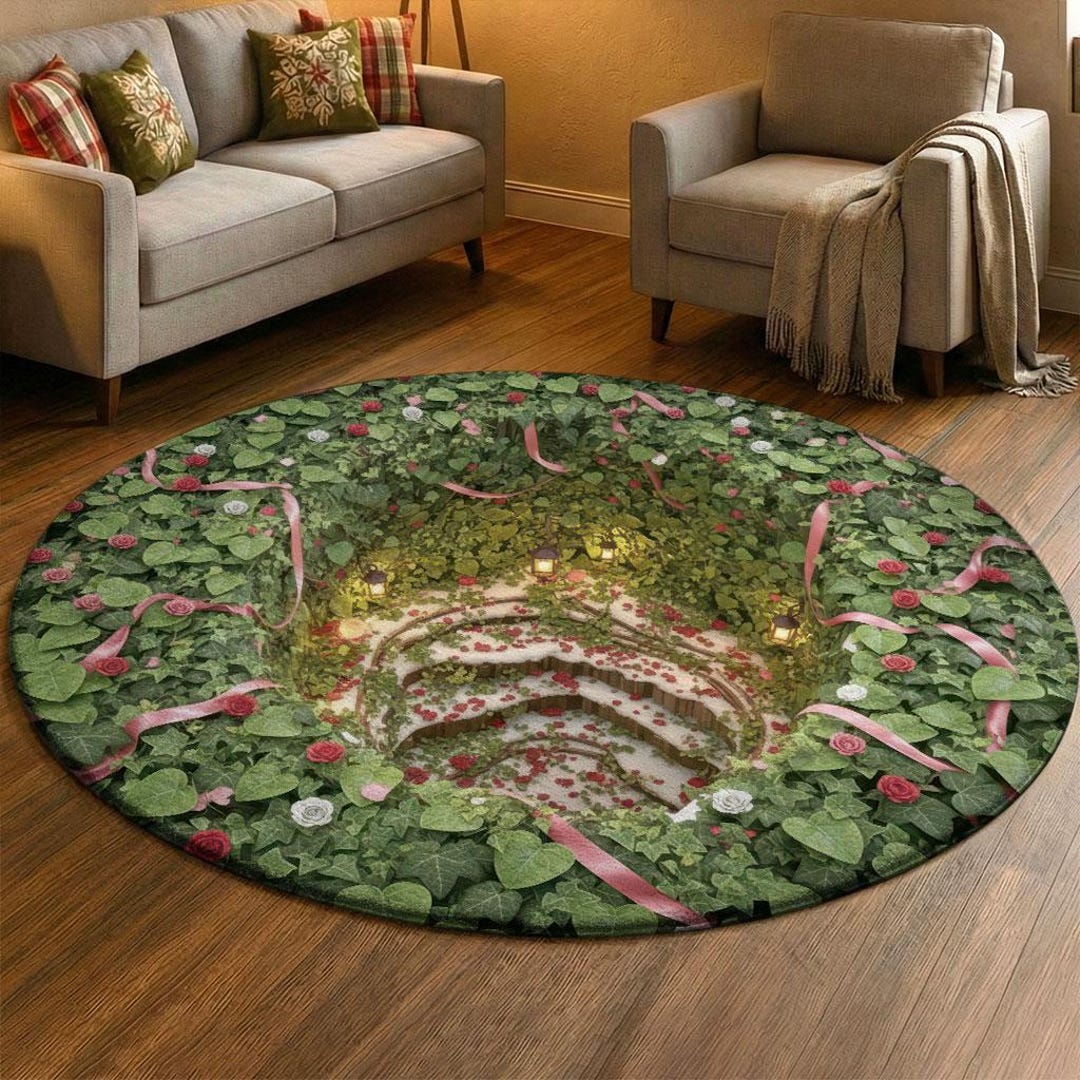 Top Secret Rug 3D Secret Garden Spring Rug, Ivy Vine Floral Carpet, Romantic Rose ...