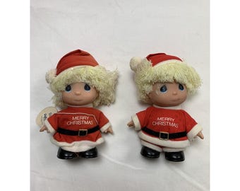Enesco Precious Moments Hi Babies Santa Pair Dolls 1988 Christmas Figures