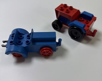 Lego Duplo Farm Riding Tractor Vehicles Red & Blue 1985 Vintage For Farm Barn