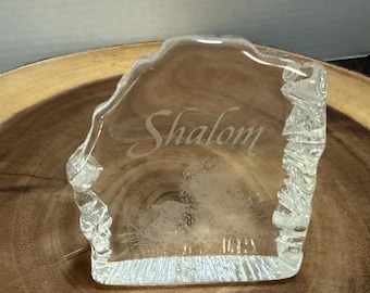 Vintage Shalom Crystal Lion and Lamb Judaica Sculpture Hallmark 1977 Paperweight
