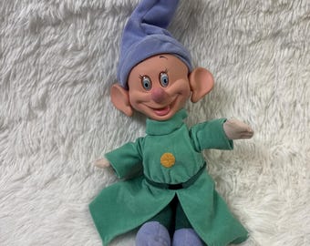 1993 Disney Dopey Dwarf Plush Vinyl Head 14 inch Moving Eyes Ears Mattel