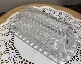 Vintage Mikasa Royal Suite Crystal Covered Butter Dish 1/4 lb Pressed Glass