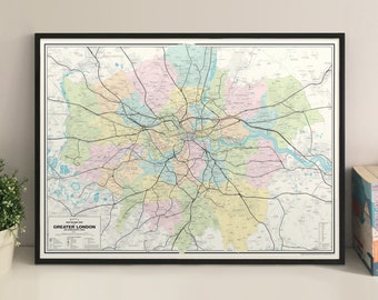 Greater London railway map giclee print