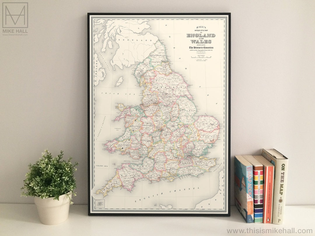 England and Wales (historic Counties) Map Giclee Print - Etsy UK