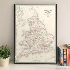 Impression giclée de la carte de l'Angleterre et du Pays de Galles (comtés historiques)