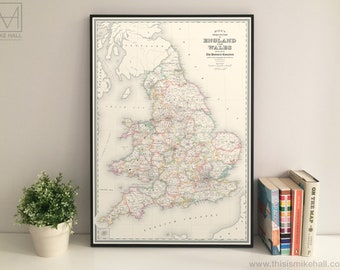 England and Wales (Historic Counties) map giclee print