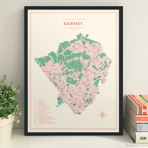 Barnet (London Borough) Retro Karte Giclée-Druck