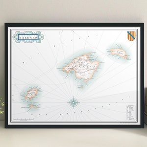 Balearic Islands map giclee print