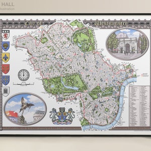 Die illustrierte Karte von London (Ministerium) (London Borough) Giclée-Druck