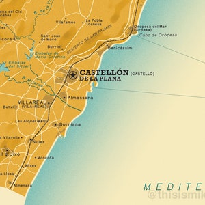 Castellón Spanish Province retro map giclee print image 3