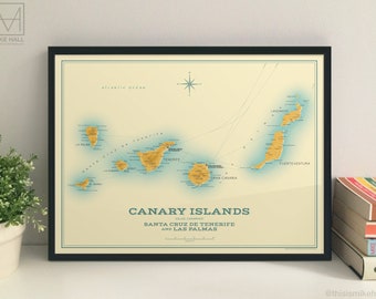 Canary Islands (Spain) retro map giclee print