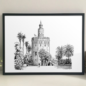 Torre del Oro, Kunstdruck von Seville