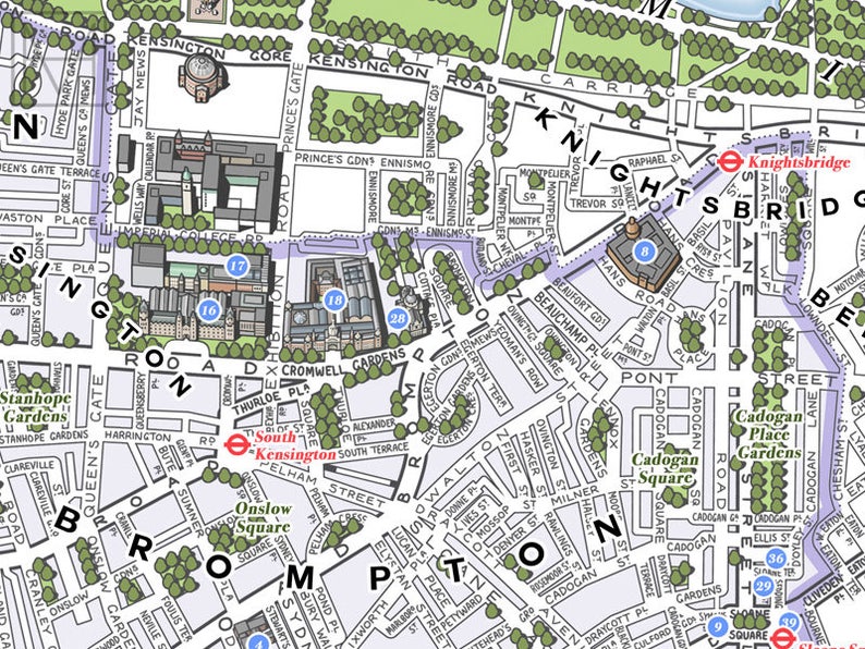 Kensington & Chelsea london Borough Illustrated Map Giclee - Etsy