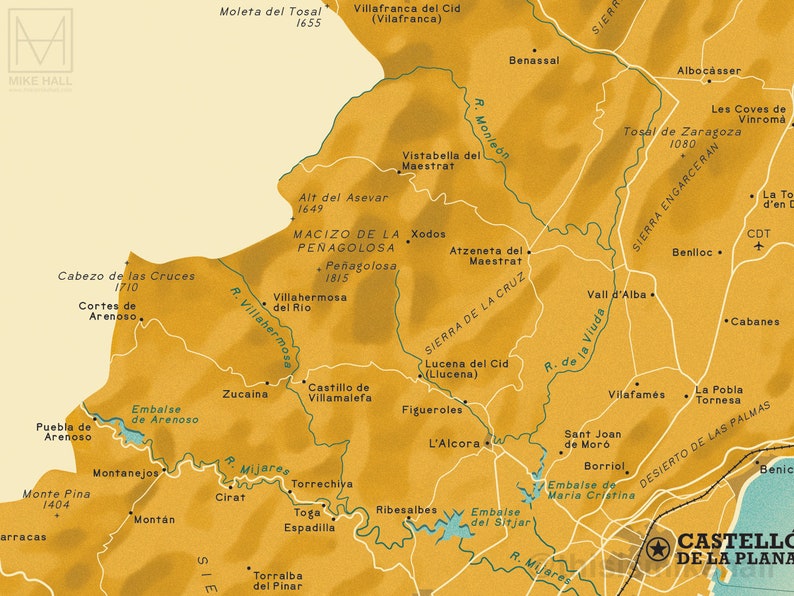 Castellón Spanish Province retro map giclee print image 5