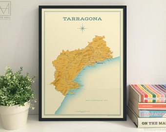 Tarragona (Spanish Province) retro map giclee print