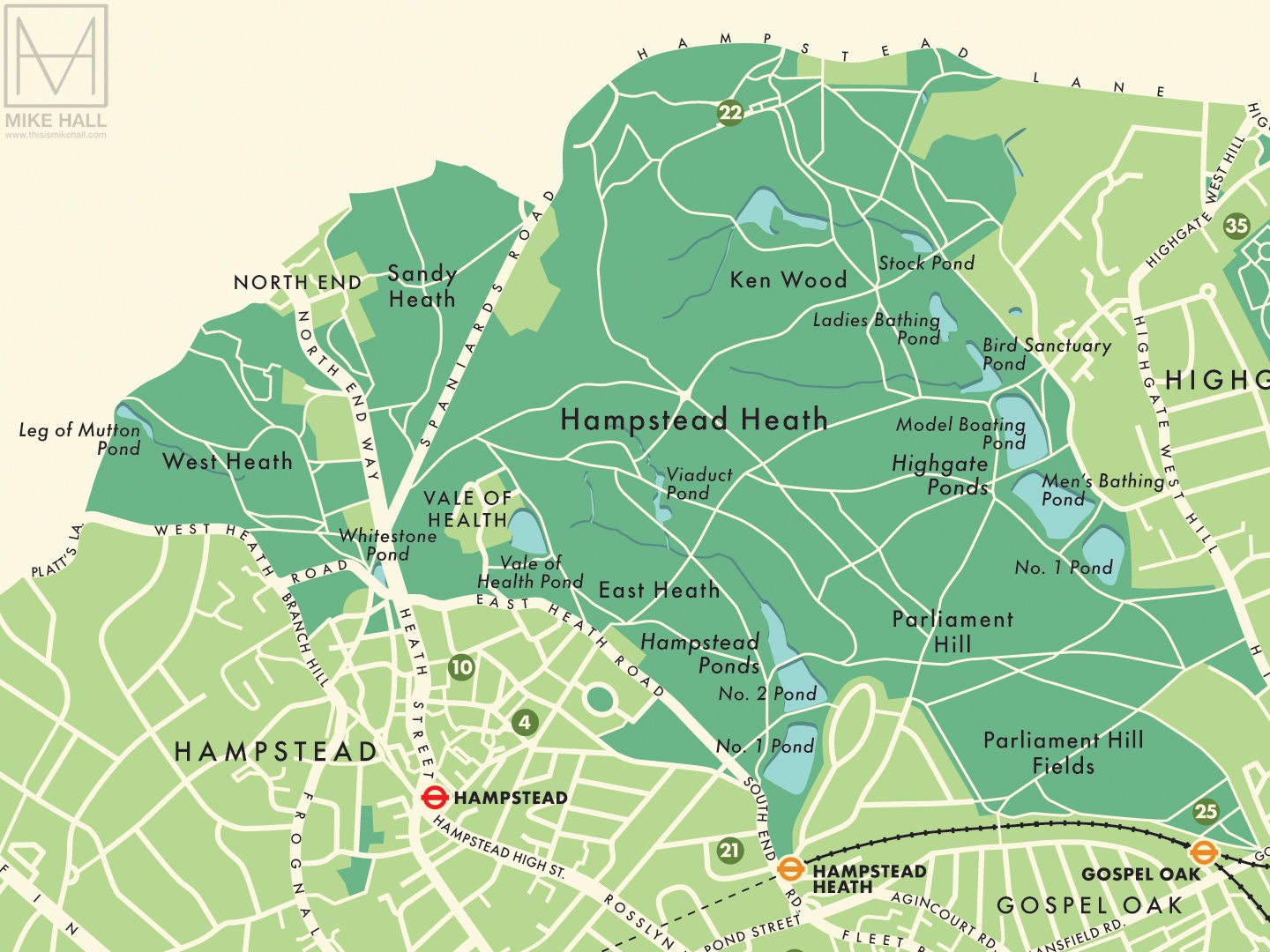 Camden london Borough Retro Map Giclee Print Etsy UK