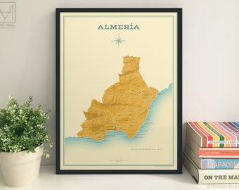Almería (Spanish Province) retro map giclee print