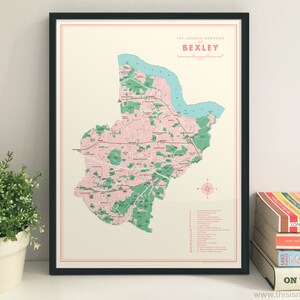 Impression giclée de carte rétro de Bexley (London Borough)