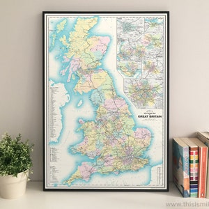 Stampa giclée della mappa ferroviaria della Gran Bretagna