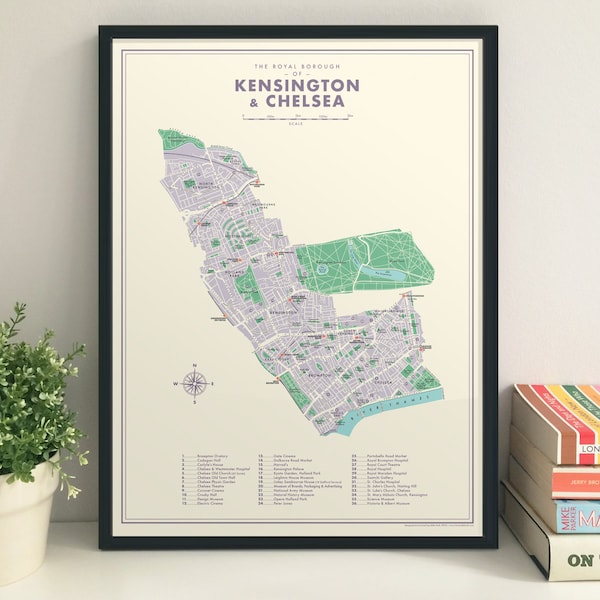 Kensington & Chelsea (London Borough) retro map giclee print