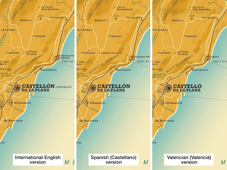 Castellón Spanish Province retro map giclee print image 8