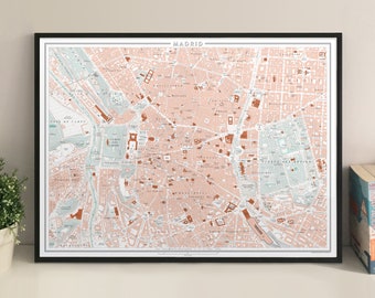 Madrid, Spain vintage style map giclee print