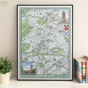 Crouch End (London N8) illustrierte Landkarte Giclée-Druck
