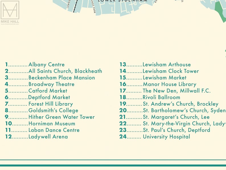 Lewisham (london Borough) Retro Map Giclee Print - Etsy Australia